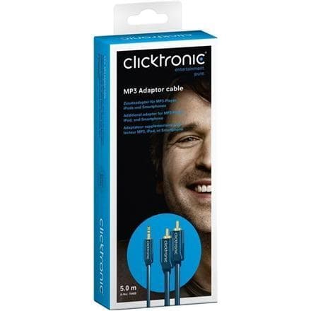 Clicktronic MP3-adapterkabel 70468 3,5 mm han (3-benet, stereo), 2 RCA han (lyd venstre/højre), 3 m