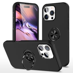 Til iPhone 16 Pro Max Fingerring Kickstand Hybrid Taske - Sort