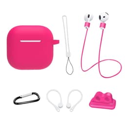 Til AirPods 4 6 i 1 Tilbehør Taske Stropholder Ørekroge Halsrem Nøglering - Rose