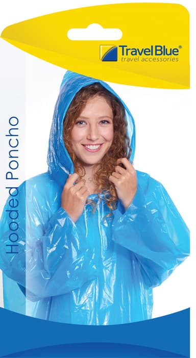 Travel Blue poncho med hætte unisex/en størrelse
