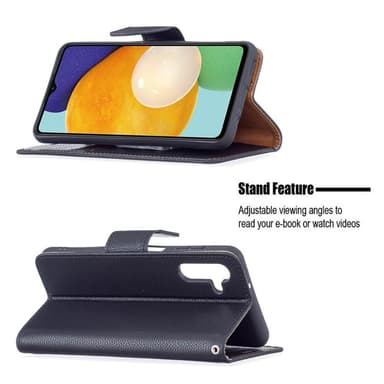 SKALO Samsung A04s 4G Premium Litchi Flip Cover - Sort