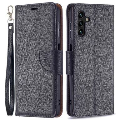 SKALO Samsung A04s 4G Premium Litchi Flip Cover - Sort