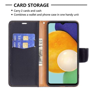 SKALO Samsung A04s 4G Premium Litchi Flip Cover - Sort