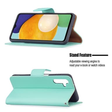 SKALO Samsung A13 5G Premium Litchi Flip Cover - Turkis