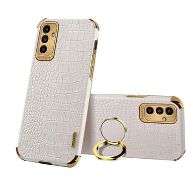 SKALO Samsung A13 5G Crocodile Guldkant Cover - Hvid