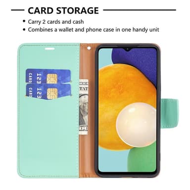 SKALO Samsung A13 5G Premium Litchi Flip Cover - Turkis