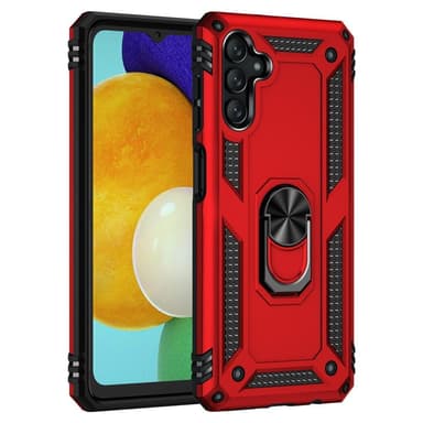 SKALO Samsung A04s 4G Armor Hybrid metal ring cover - Rød