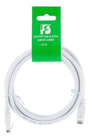 epzi U/UTP Cat6 patch cable, CCA, 2m, 250MHz, white