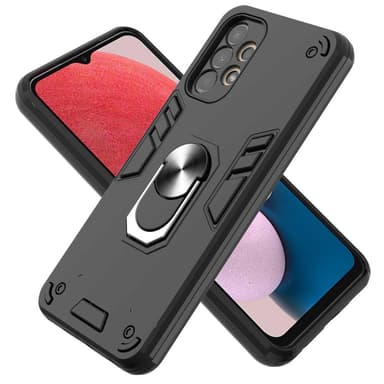 SKALO Samsung A13 4G Armor Hybrid metal ring cover - Sort