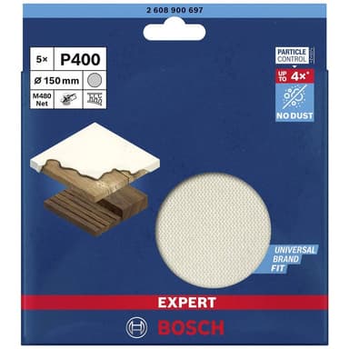 Bosch Accessories EXPERT M480 2608900697 Slibenet til excentersliber ulåst Kornstørrelse 400 (Ø) 150 mm 5 stk