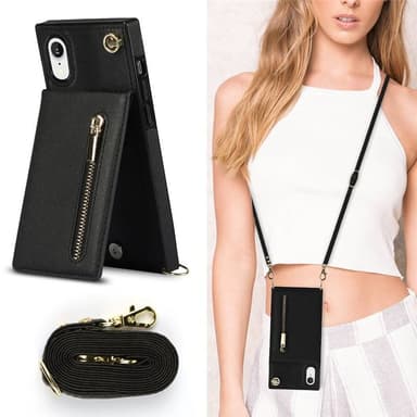 Zipper halskæde etui Apple iPhone XR - Sort