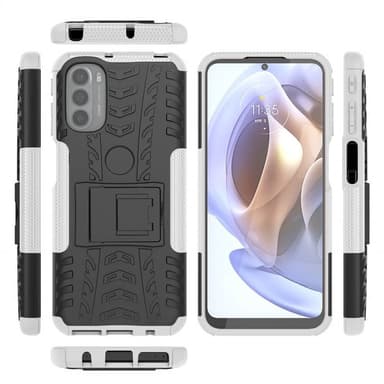 Stødbestandigt cover med stativ Motorola Moto G41 - Hvid