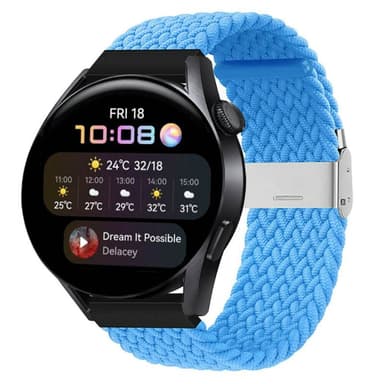 Flettet Elastik Armbånd Huawei Watch 3 (46mm) - skyblue