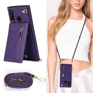 Zipper halskæde etui Huawei P30 Lite - Lilla