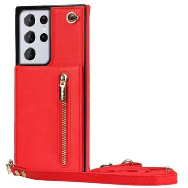 Zipper halskæde etui Samsung Galaxy S22 Ultra - Rød