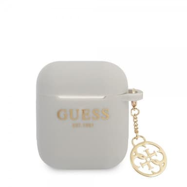 Guess AirPods 1/2 Cover Classic Logo 4G Charm Grå