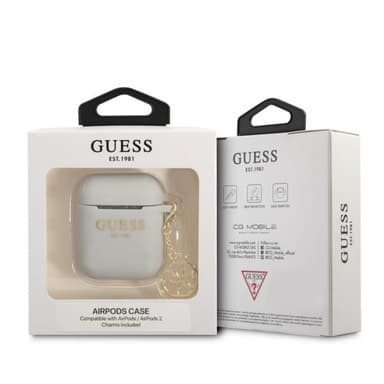 Guess AirPods 1/2 Cover Classic Logo 4G Charm Grå