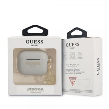 Guess AirPods 3 Cover Classic Logo 4G Charm Grå
