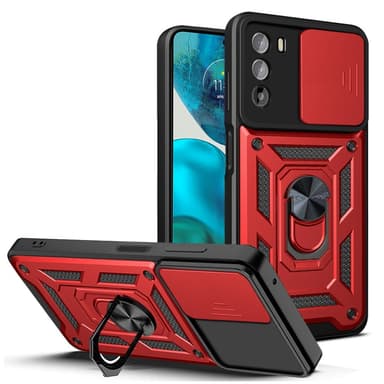 SKALO Motorola Moto G52 Armor Hybrid Metal Ring Camera Slider - Rød
