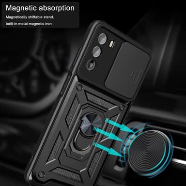 SKALO Motorola Moto G52 Armor Hybrid Metal Ring Camera Slider - Rød