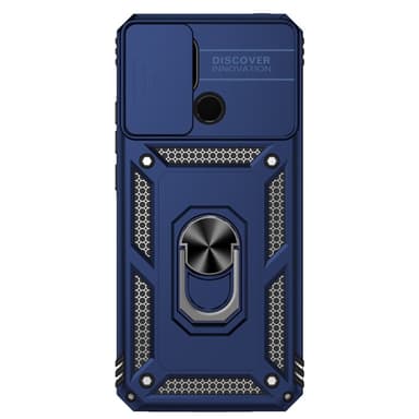 SKALO Xiaomi Redmi 10C Armor Hybrid Metal Ring Camera Slider - Blå
