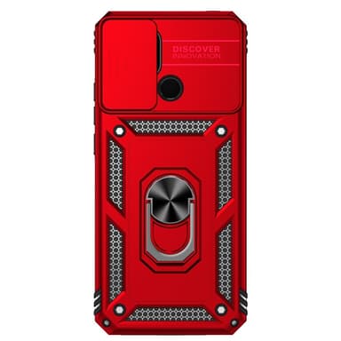 SKALO Xiaomi Redmi 10C Armor Hybrid Metal Ring Camera Slider - Rød