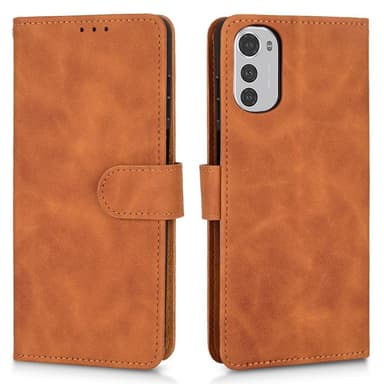 SKALO Motorola Moto E32/E32s Matt PU-læderpungetui - Brun