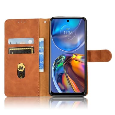 SKALO Motorola Moto E32/E32s Matt PU-læderpungetui - Brun