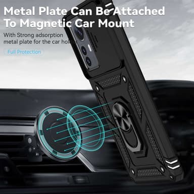 SKALO Xiaomi 12 Pro Armor Hybrid Metal Ring Camera Slider - Sort