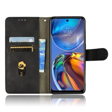 SKALO Motorola Moto E32/E32s Matt PU-læderpungetui - Sort