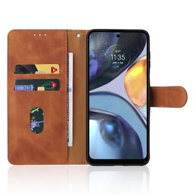 SKALO Motorola Moto G22 Matt PU-læderpungetui - Brun