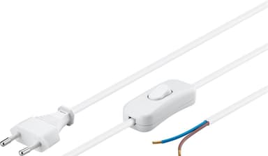 Kabel med eurostik til montering - med afbryder, 1,5 m, hvid