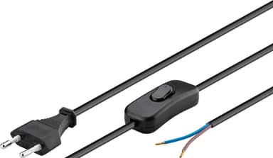 Kabel med eurostik til montering - med afbryder, 1,5 m, sort