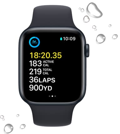 Apple Watch SE 2nd Gen (2022) 44 mm LTE (Midnight Alu/Midnight sportsbånd)