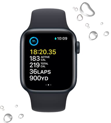 Apple Watch SE 2nd Gen 40 mm GPS (Midnight Alu/Midnight sportsbånd)