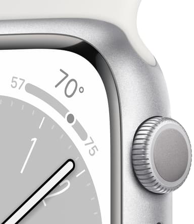 Apple Watch Series 8 41mm GPS (silver alu./white sportsbånd)