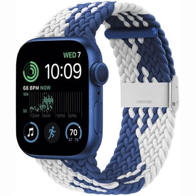 Flettet Elastik Armbånd Apple Watch SE 2022 40mm - Blåhvid