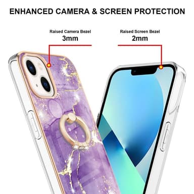 SKALO iPhone 14 Plus Marmor TPU Cover med ring - #1