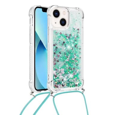 SKALO iPhone 14 Plus Kvicksand Glitter Mobile Collar - Turkis
