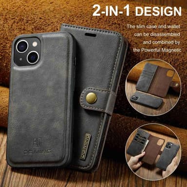 DG MING iPhone 14 Plus 2-i-1 Magnet Pungetui - Grå