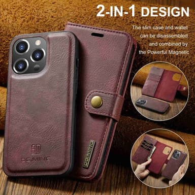 DG MING iPhone 14 Pro Max 2-i-1 Magnet Pungetui - Rød