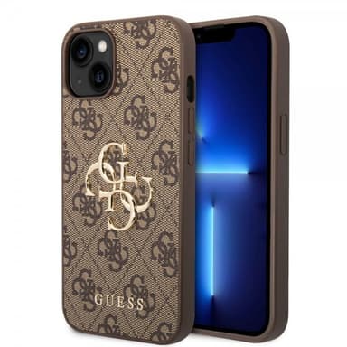 Guess iPhone 14 Plus Cover Big Metal Logo Brun