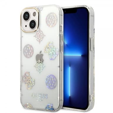 Guess iPhone 14 Cover Peony Glitter Hvid