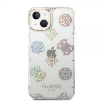 Guess iPhone 14 Cover Peony Glitter Hvid