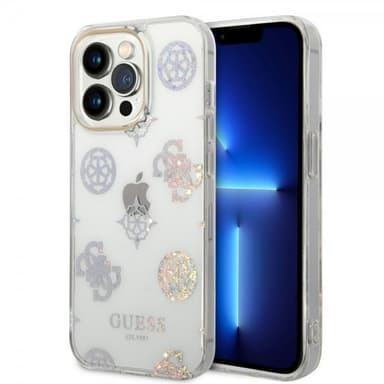 Guess iPhone 14 Pro Cover Peony Glitter Hvid