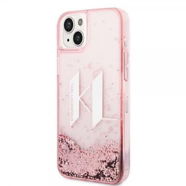 Karl Lagerfeld iPhone 14 Plus Cover Liquid Glitter Big Logo Lyserød