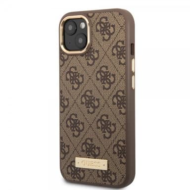 Guess iPhone 13 Cover Metal Plate Logo MagSafe Brun