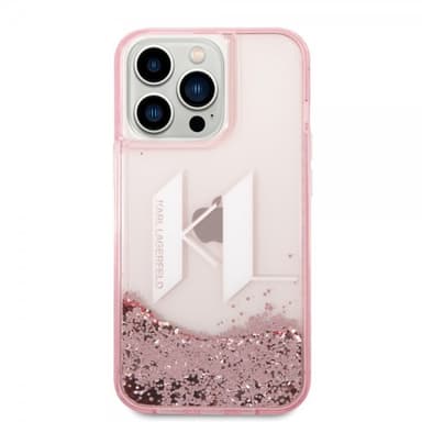Karl Lagerfeld iPhone 14 Pro Max Cover Liquid Glitter Big Logo Lyserød