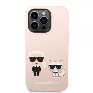 Karl Lagerfeld iPhone 14 Pro Cover Liquid Silicone Karl & Choupette MagSafe Lyserød