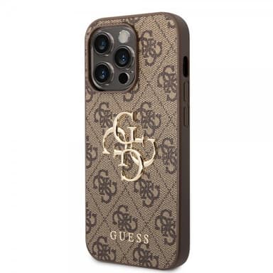 Guess iPhone 14 Pro Cover Big Metal Logo Brun